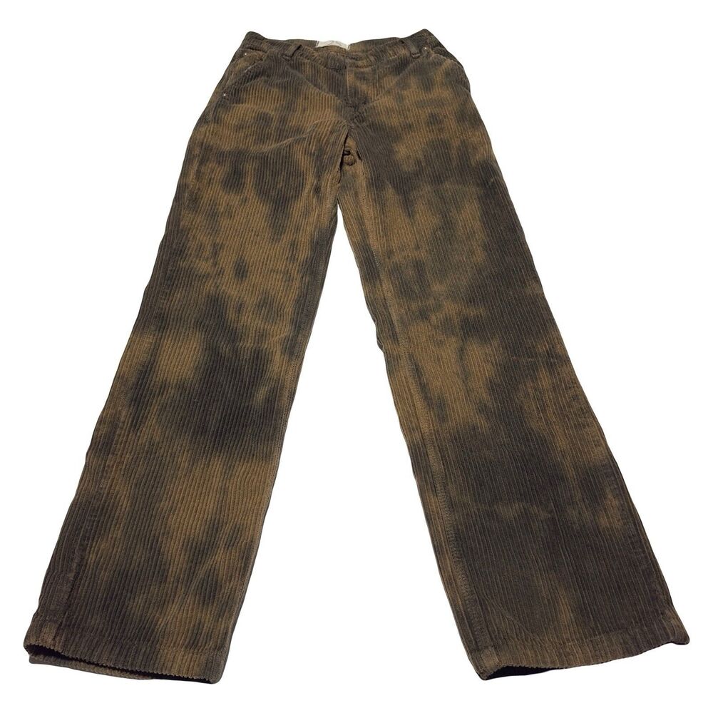 Free People Reese Pitched Straight Corduroy Jeans Tie Dye Brown Tan Size 25